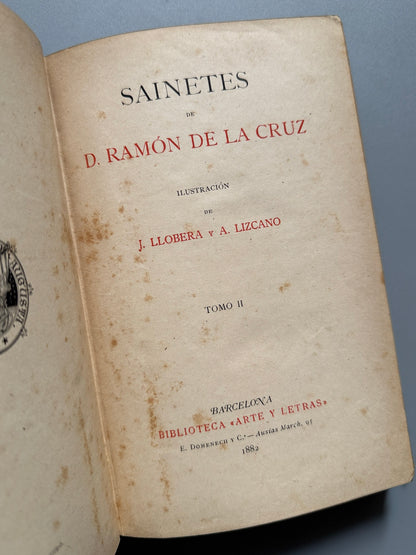 Libro de: Sainetes, Ramón de la Cruz - Biblioteca Arte y Letras, 1882