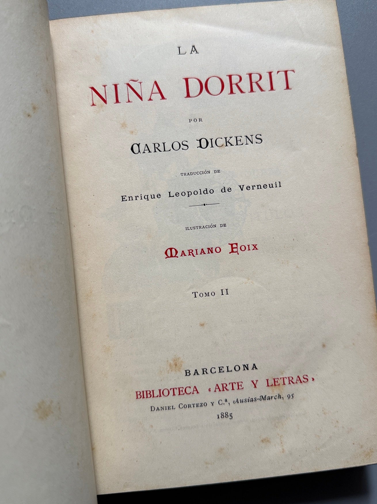 Libro de: La niña Dorrit, Charles Dickens - Biblioteca Arte y Letras, 885