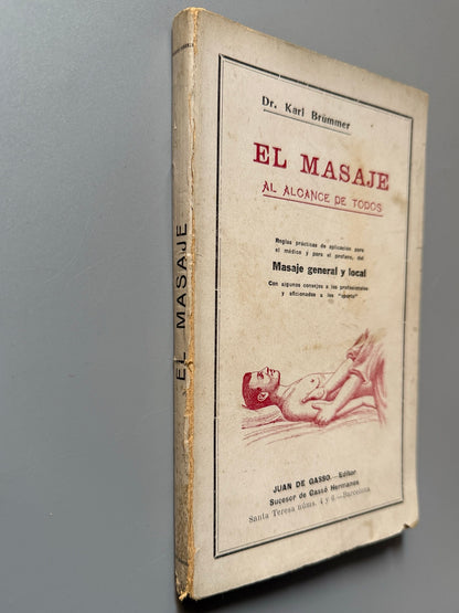 Libro de: El masaje al alcance de todos, Karl Brümmer, Juan de Gasso editor, ca. 1920