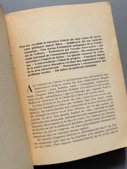 Libro de: Elements d'història de Sabadell, Miquel Carreras Costajussà - Ed. de la Comissió de Cultura, 1932