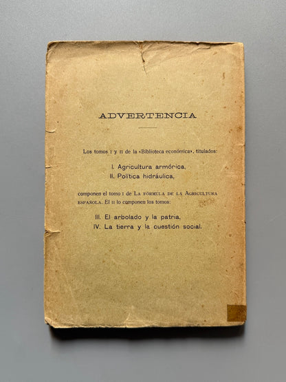 Libro de: La tierra y la cuestión social, Joaquín Costa Martínez - Biblioteca Costa, 1912