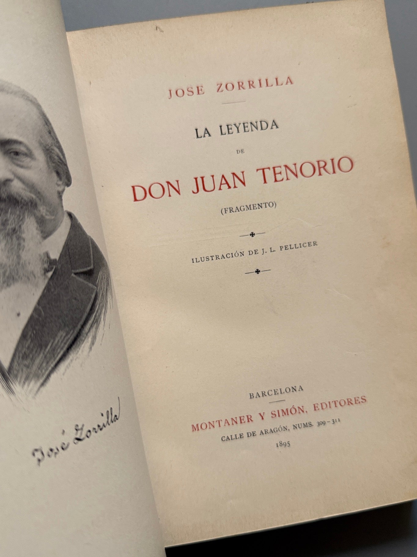 Libro de: La leyenda de Don Juan Tenorio, José Zorrilla - Montaner y Simón, 1895