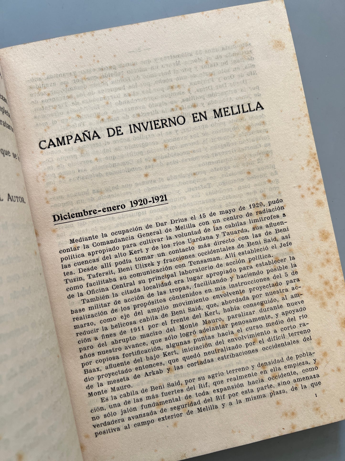 Campañas en el Rif y Yebala 1921-1922, General Berenguer - Editorial Voluntad, 1923