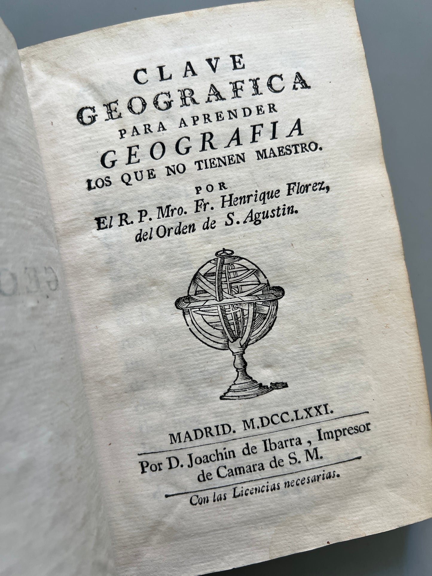 Clave geográfica para aprender geografía, Henrique Florez - D. Joachin de Ibarra, 1771