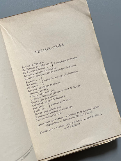 El marxant de Venecia, William Shakespeare - Editorial Catalana, 1924