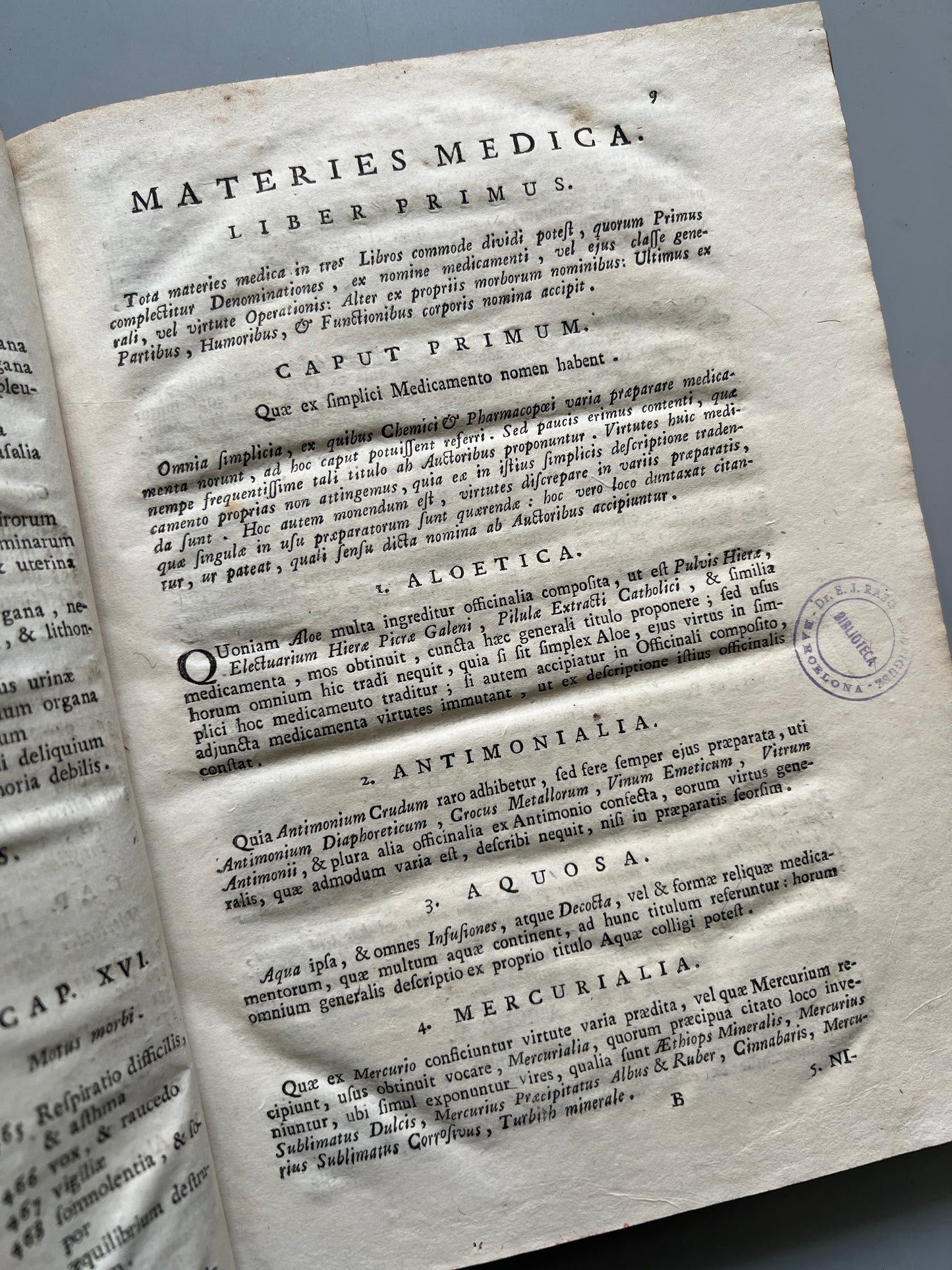 Materies medica exhibens virium medicamentorum simplicium catalogos in tres libros divisa, Davide de Gorter - Patavii, 1767