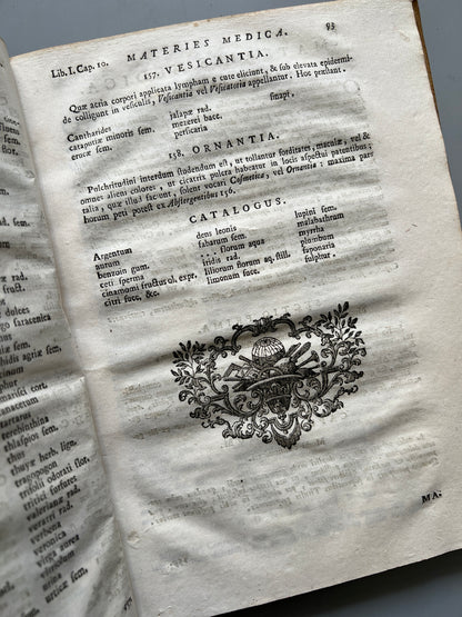 Materies medica exhibens virium medicamentorum simplicium catalogos in tres libros divisa, Davide de Gorter - Patavii, 1767