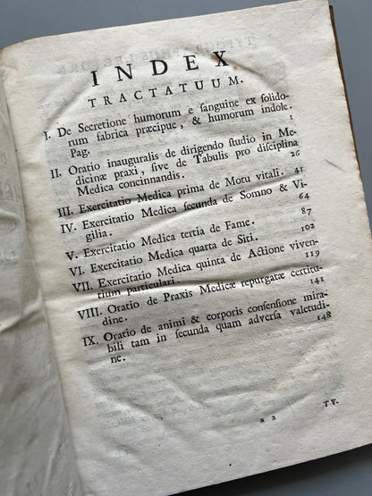 Opuscula varia medico-theoretica, Joannis de Gorter - Padua, 1761