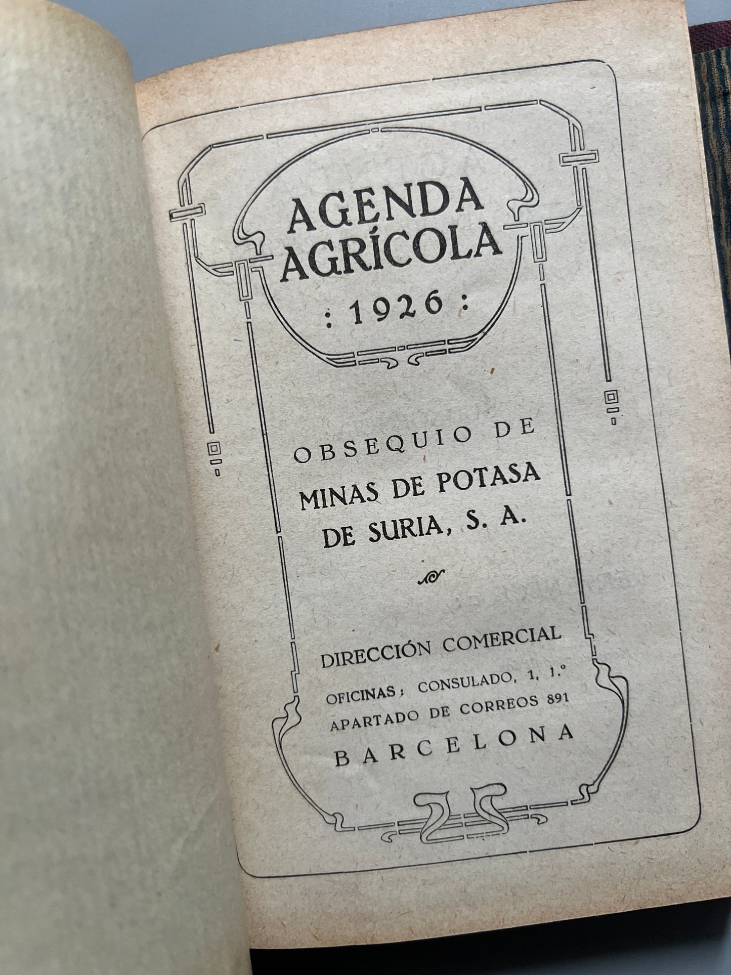 Minas de Potasa de Suria S. A., Agenda Agrícola - 1926