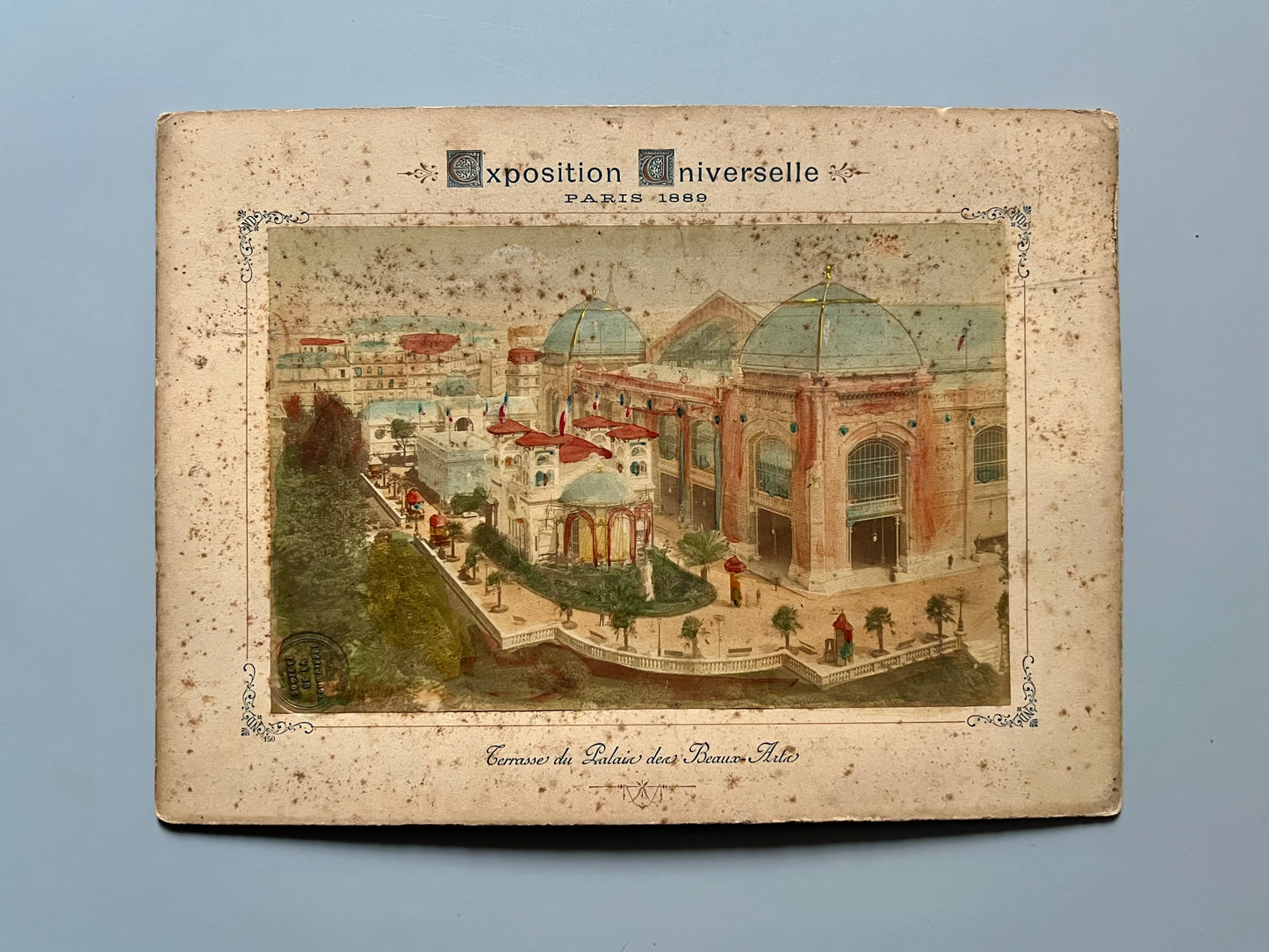 Albúmina de la Exposición Universal de París de 1889 - "Terrase du Palais des Beaux-Arts"