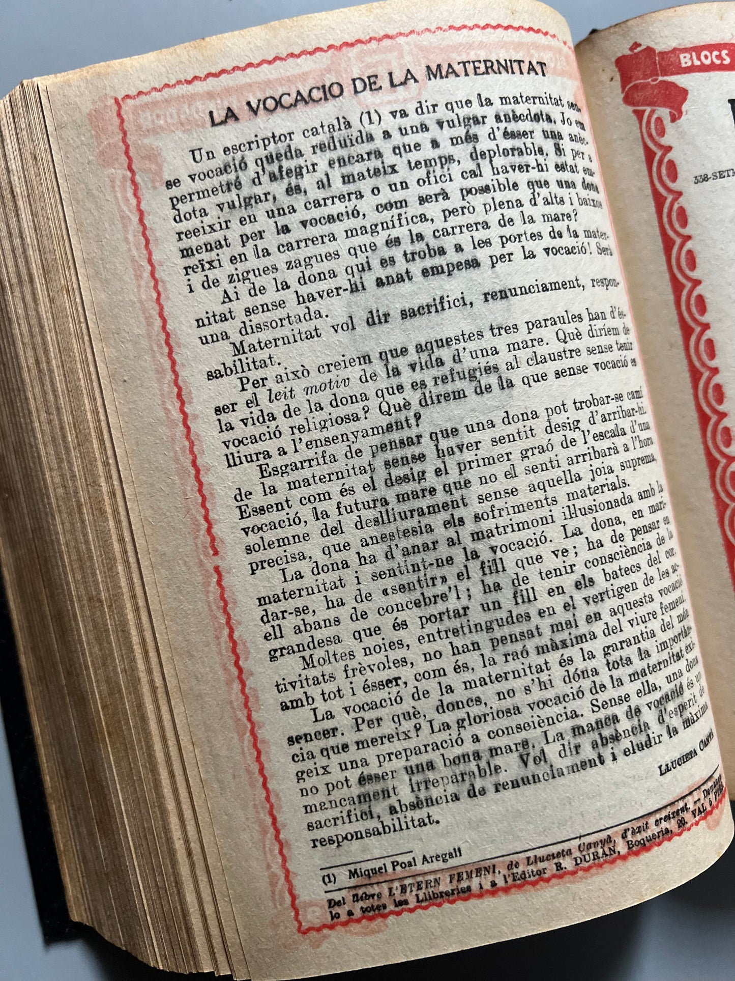 Bloc Manelic 1935, Calendari Català - R. Duran Alsina Editor-Llibreter, 1934