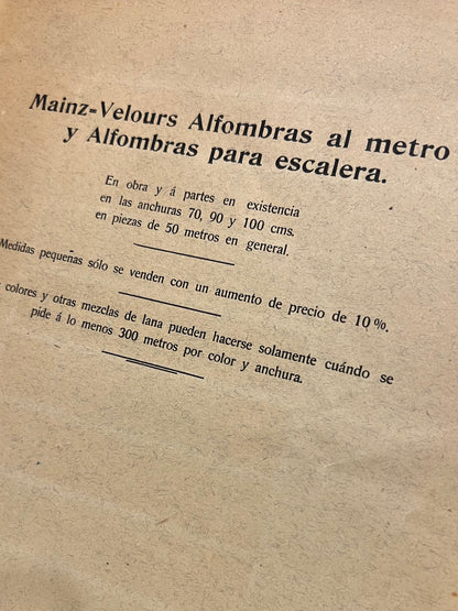 Catálogo de alfombras orientales. Fabricación de alfombras en Alemania desde 1880 - Primavera y Verano 1921