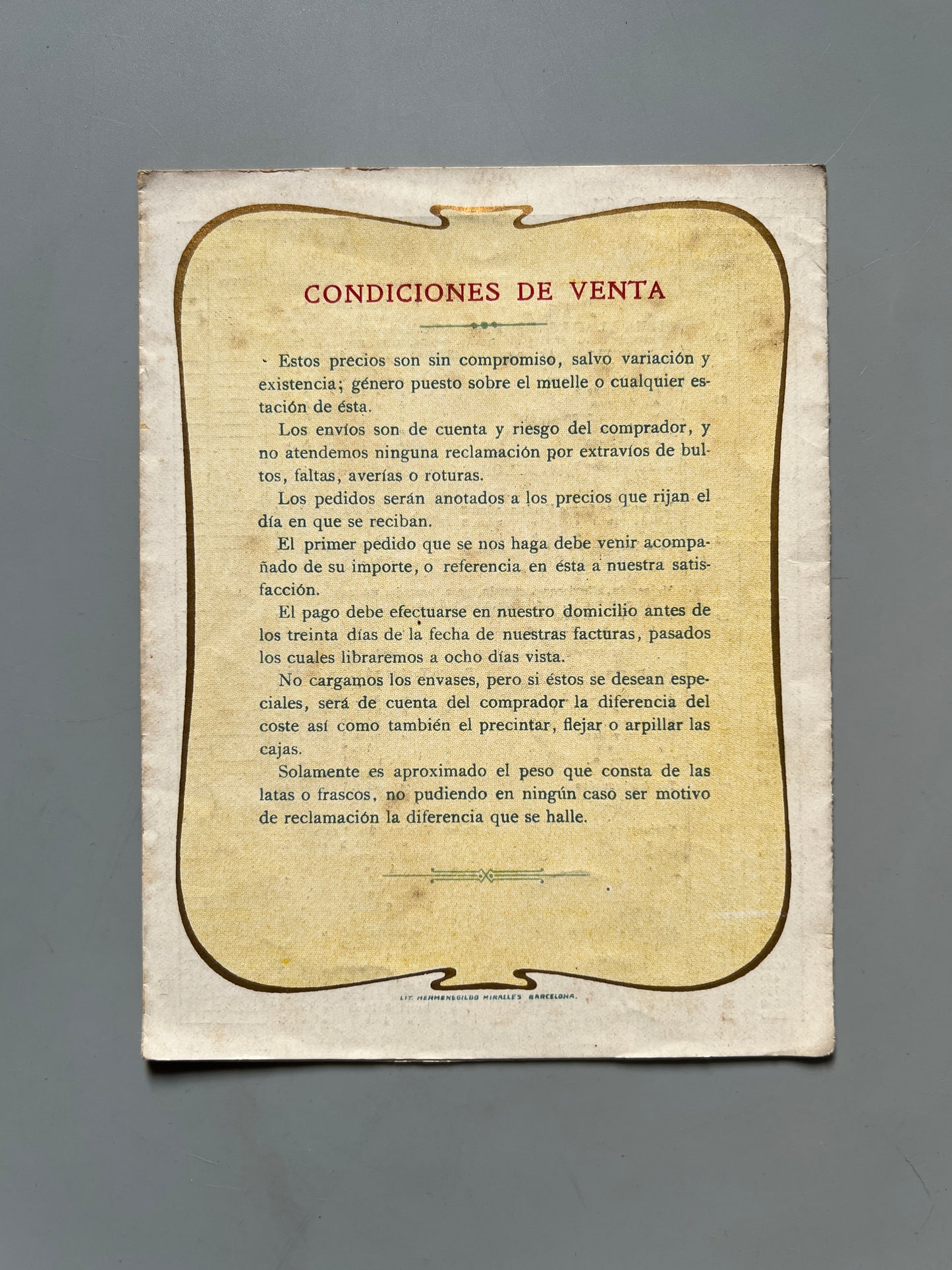 Catálogo Unión Agrícola Conservera, La Esfera - ca. 1920
