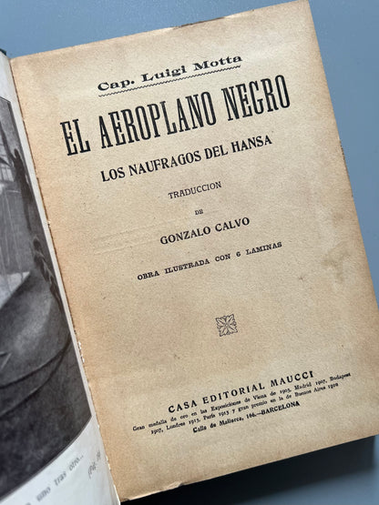 El aeroplano negro, cap. Luigi Motta - Casa editorial Maucci, ca. 1910