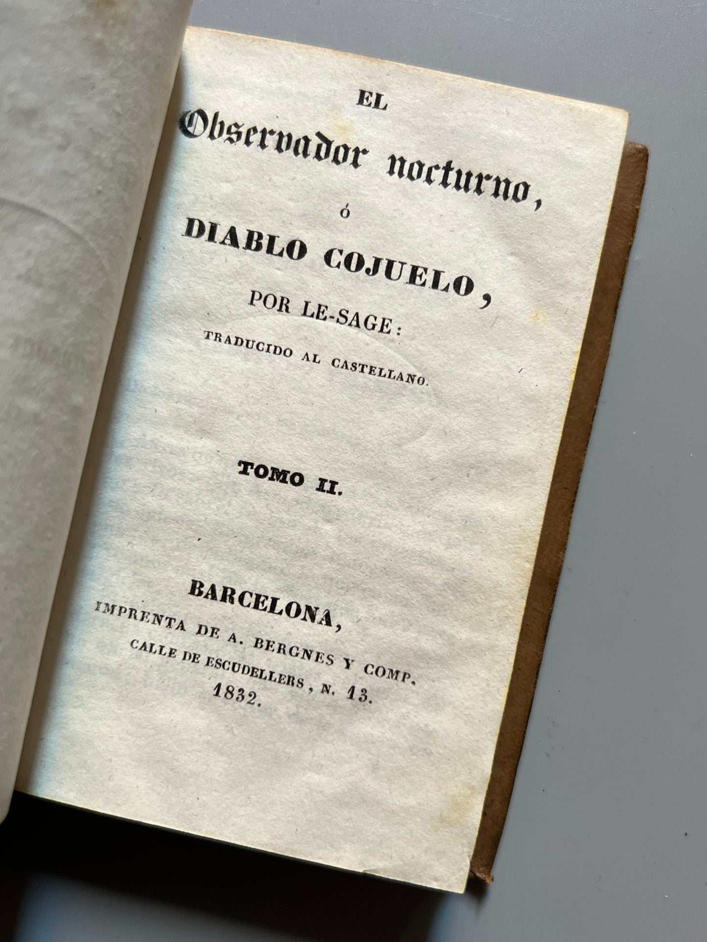 El observador nocturno o El diablo cojuelo, Lesage - Imprenta de A. Bergnes y Comp., 1832