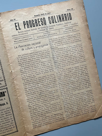 El progreso culinario nº38 - Madrid, abril de 1916