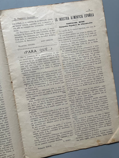 El progreso culinario nº38 - Madrid, abril de 1916