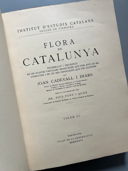 Flora de Catalunya, Joan Cadevall y Diars - Institut de Ciències, 1915-1936