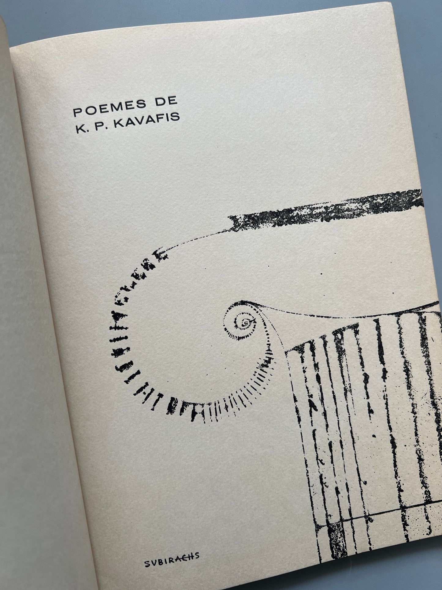 Poemes de Kavafis, Carles Riba (ilustraciones de Subirachs), nº448 - Editorial Teide, 1962