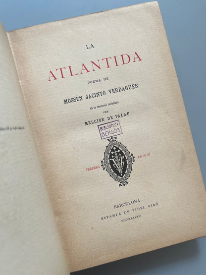 La Atlantida, Jacint Verdaguer - Estampa de Fidel Giró, 1886