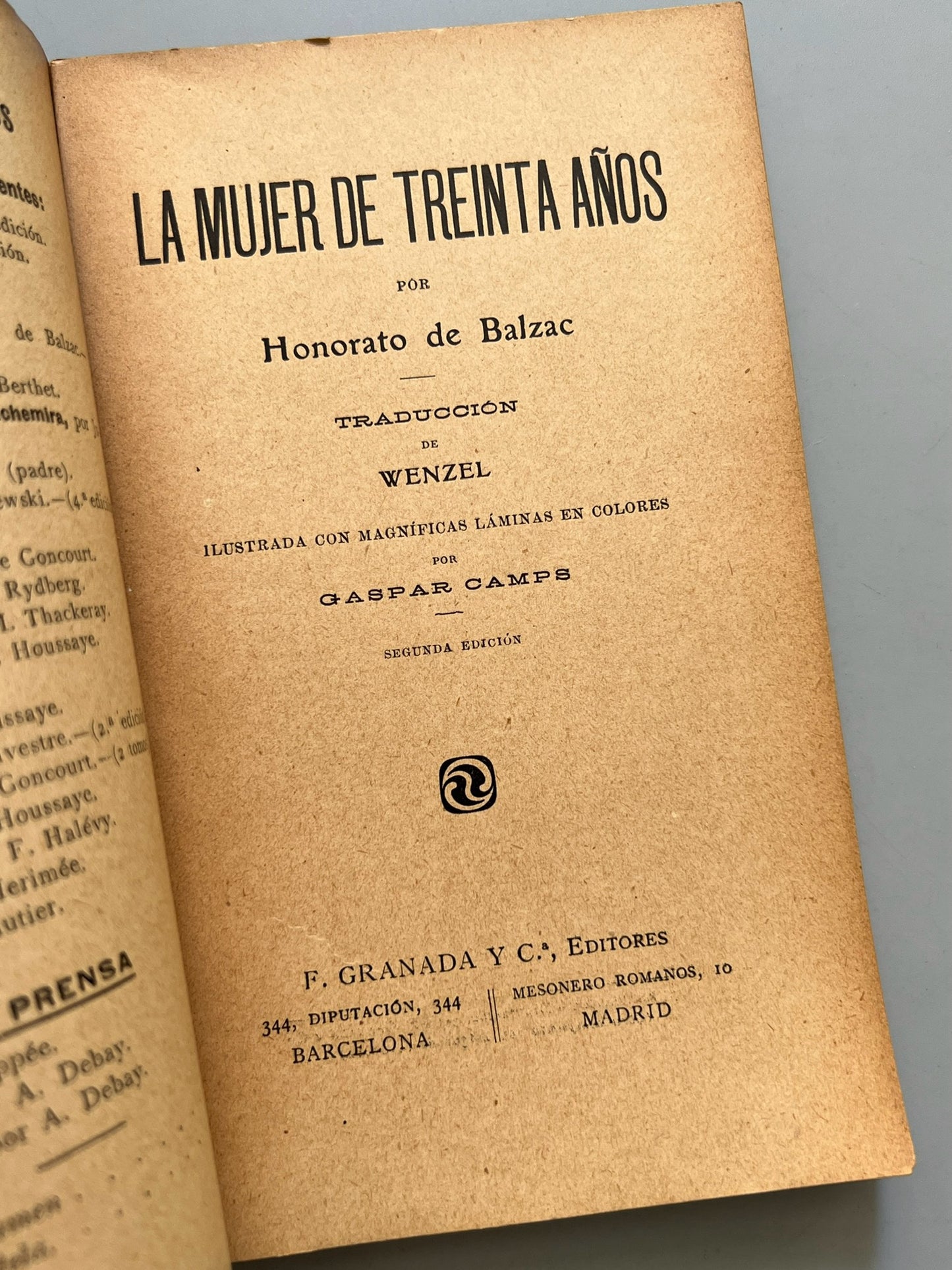 La mujer de treinta años, Honoré de Balzac - Colección Ambos Mundos, ca. 1910