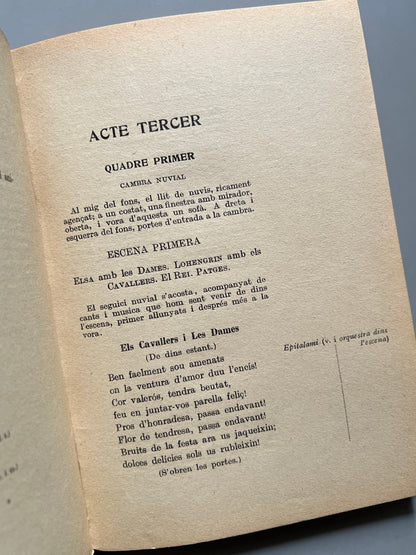 Lohengrin, Ricard Wagner - Associació Wagneriana, 1926