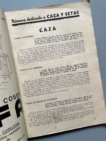 Menaje, caza y setas - Nº154, octubre de 1943