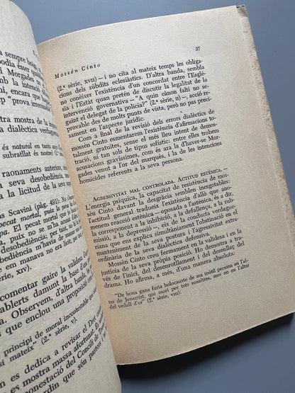 Mossèn Cinto vist pel psiquiatre, Delfí Abella (ejemplar numerado, nº314 - Editorial Barcino, 1958