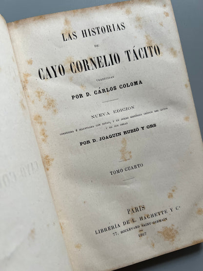 Obras de Cayo Cornelio Tácito - Librería de L. Hachette y Cª, 1867