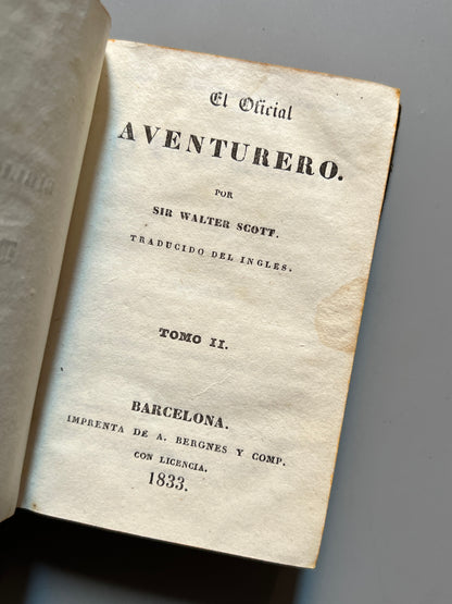 El oficial aventurero, Walter Scott - Biblioteca de Damas, 1833