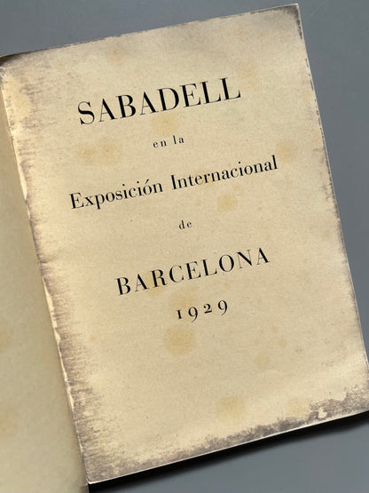 Sabadell en la Exposición Internacional de Barcelona 1929