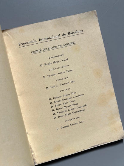 Sabadell en la Exposición Internacional de Barcelona 1929