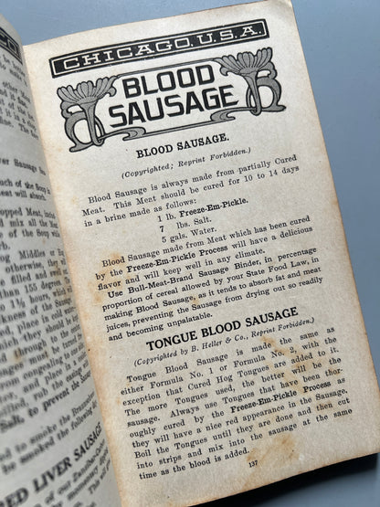 Secrets of meat curing and sausage making - B. Heller & Co, 1928