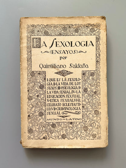 La sexología (ensayos), Quintiliano Saldaña - Mundo Latino, 1930