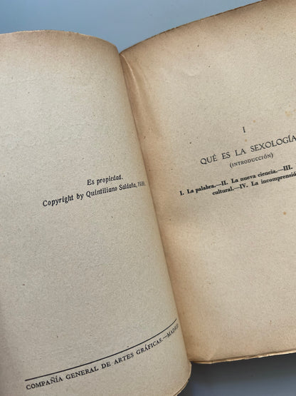 La sexología (ensayos), Quintiliano Saldaña - Mundo Latino, 1930