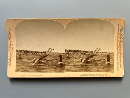 Sports at Atlantic City, fotografía estereoscópica de natación - Strohmeyer & Wyman, 1891