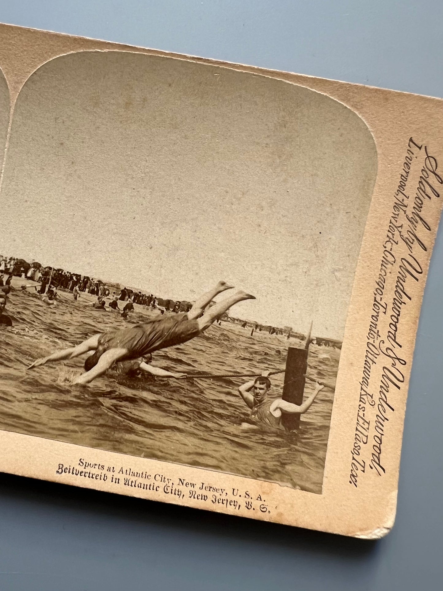 Sports at Atlantic City, fotografía estereoscópica de natación - Strohmeyer & Wyman, 1891