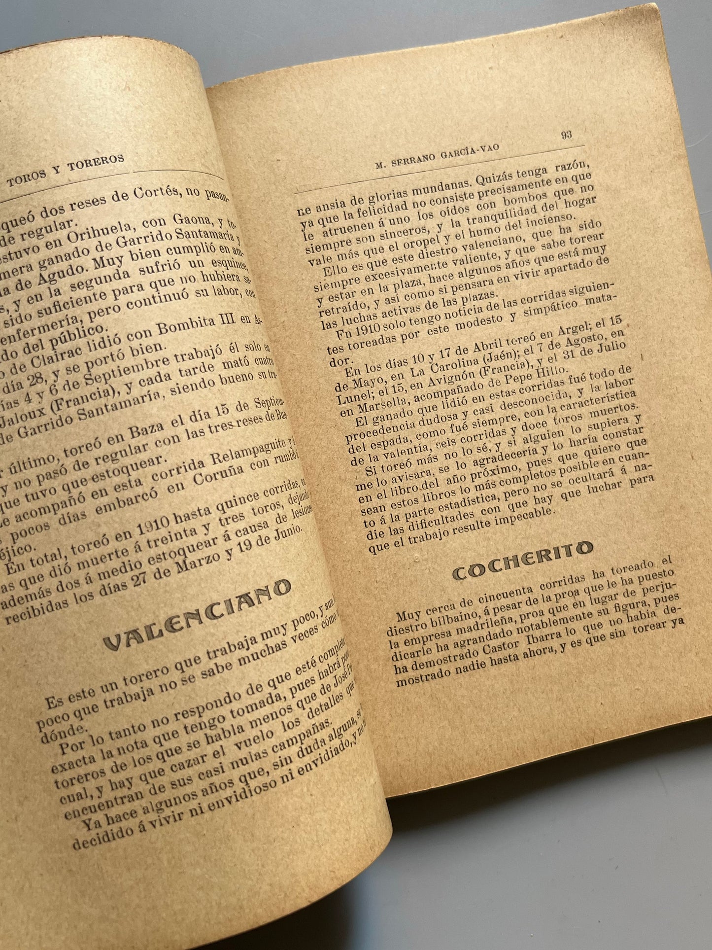 Toros y toreros en 1910, M. Serrano García-Vao - Imp. y Est. de Antonio Gascón, 1910