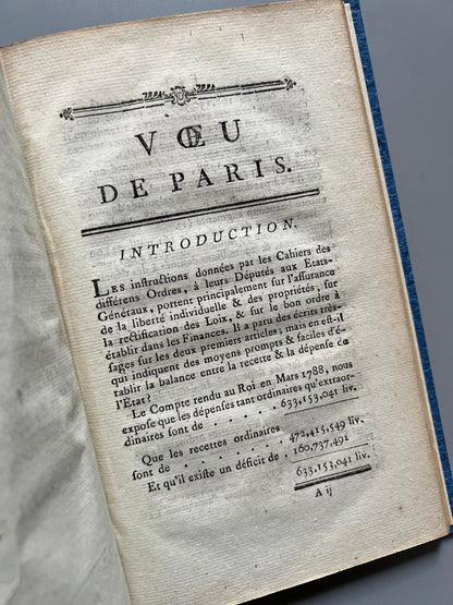Voeu de Paris, memoria de asamblea (finanzas) - Mayo 1789