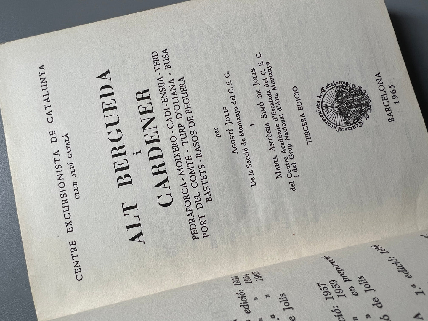 Alt Berguedà i Cardener, Agustí Jolis y Mª Antònia Simó de Jolis - Centre excursionista de Catalunya, 1968