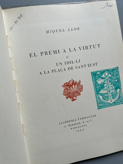 El premi a la virtut, Miquel Llor - Llibreria de Verdaguer, 1935