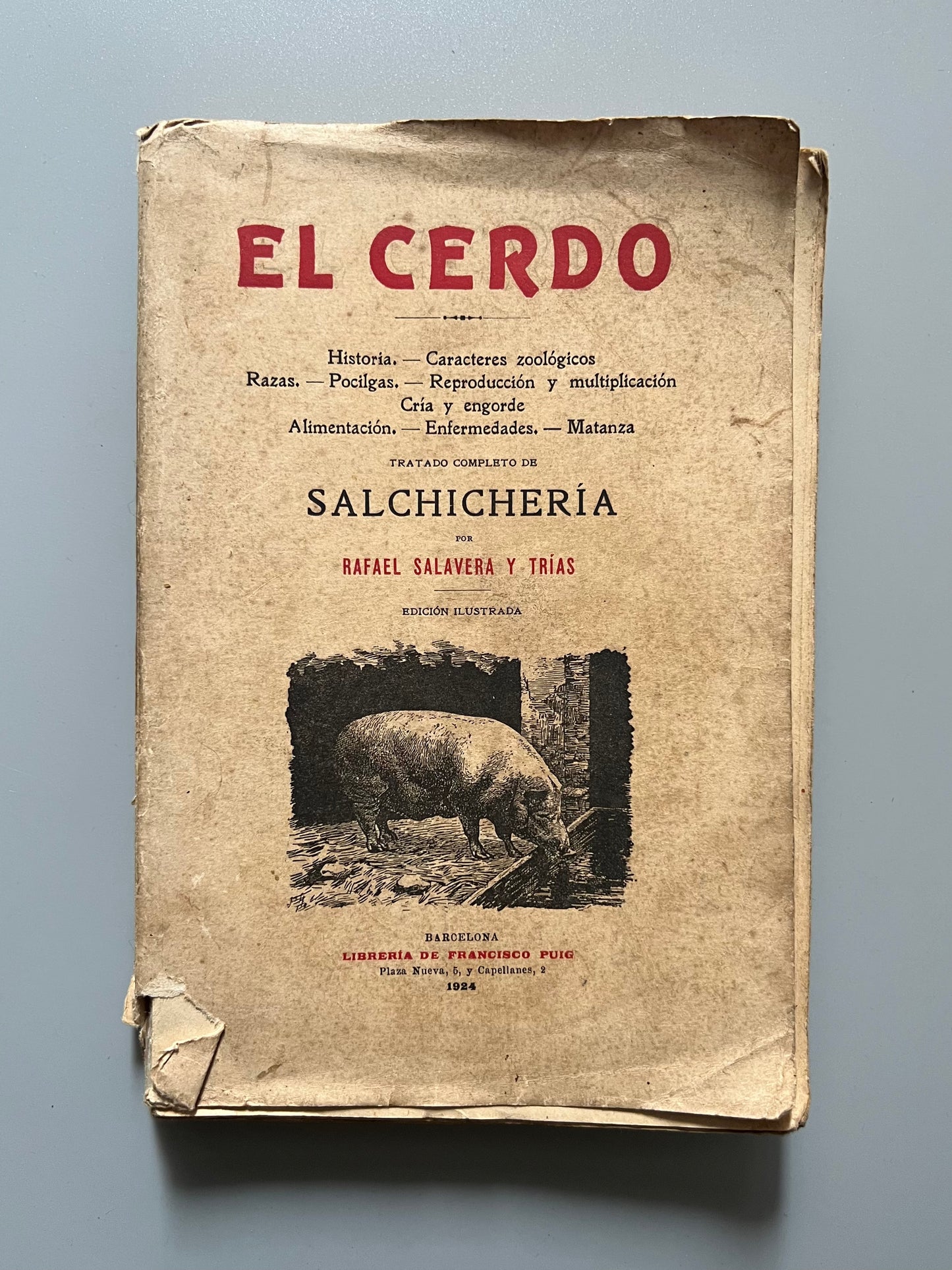 El cerdo, tratado completo de salchichería, Rafael Salavera y Trías - Librería de Francisco Puig, 1924