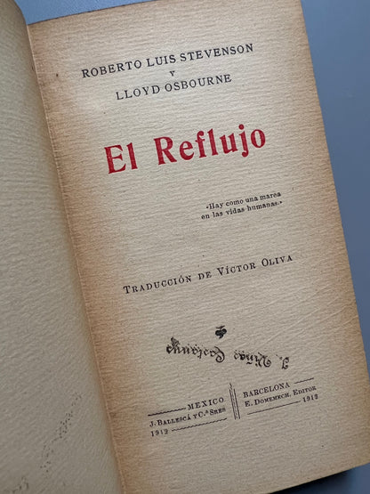 El reflujo, Robert Louis Stevenson y Lloyd Osbourne - E. Domenech editor, 1912