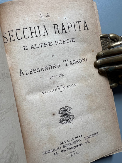 La secchia rapita, Alessandro Tassoni - Edoardo Sonzogno editore, 1875